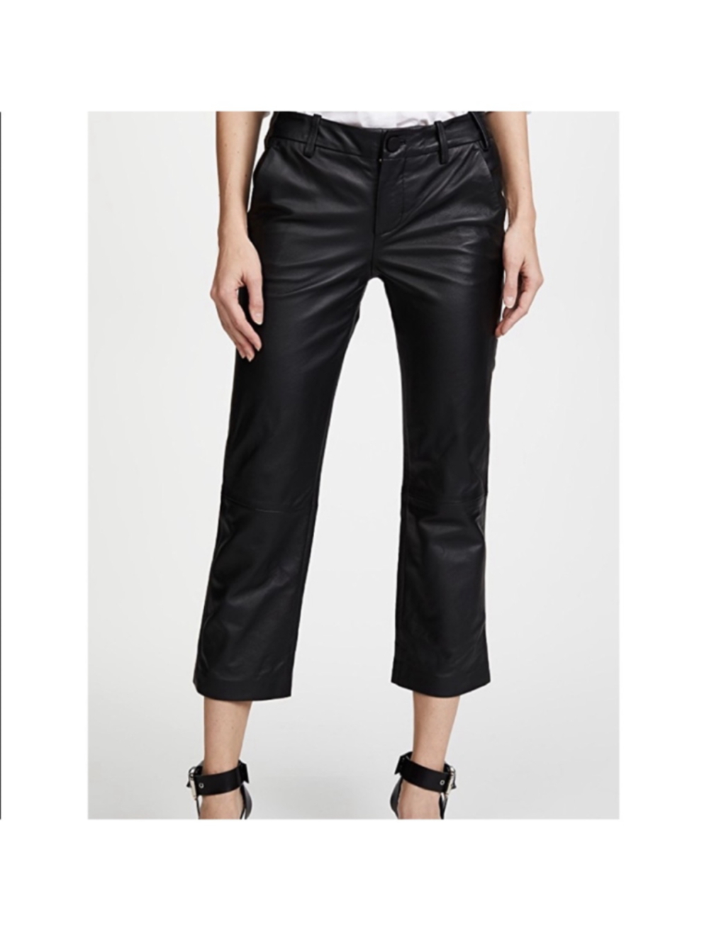 Zadig & Voltaire Deluxe Women’s Black Lambskin Leather Straight Leg Pants Size 3